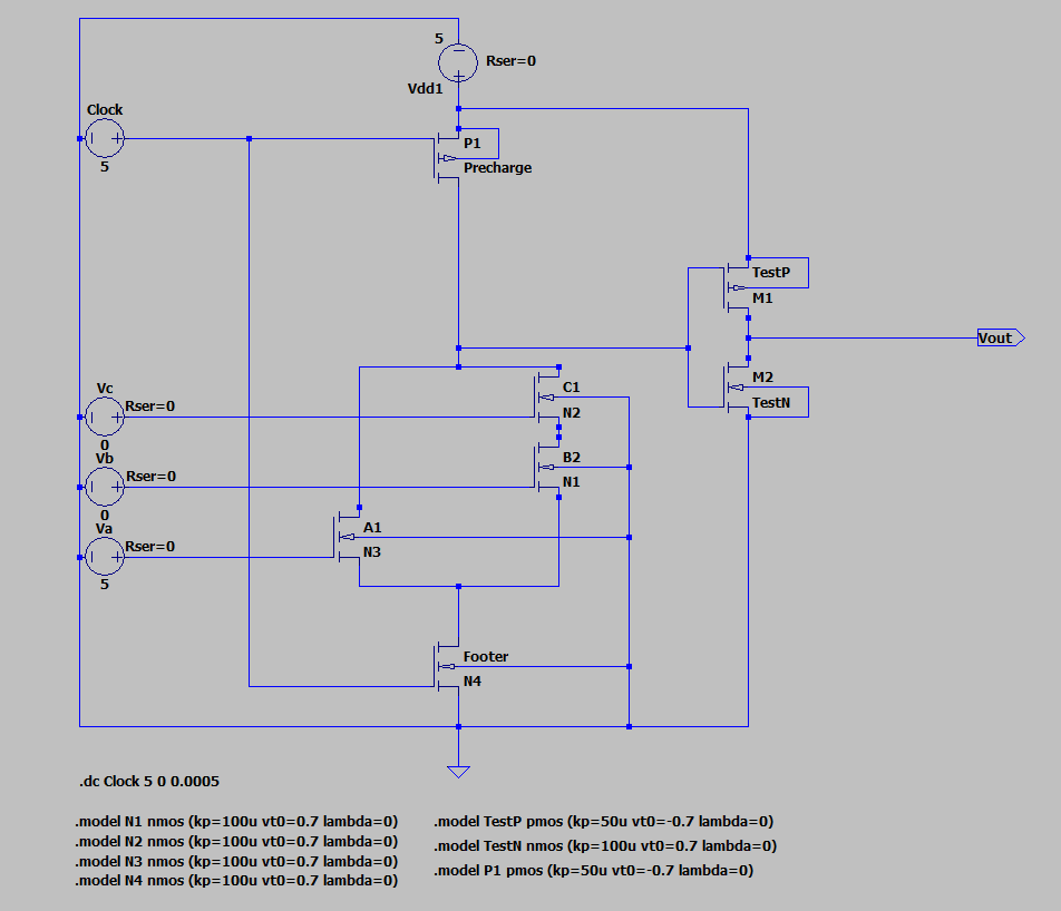 Clocked CMOS logic circuit schematic